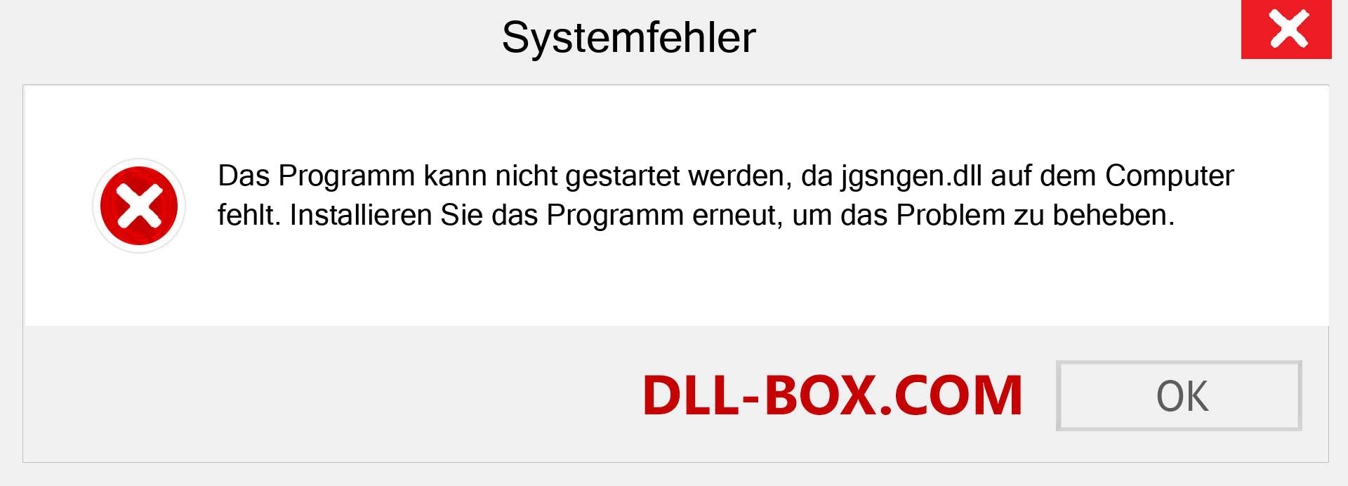 jgsngen.dll-Datei fehlt?. Download für Windows 7, 8, 10 - Fix jgsngen dll Missing Error unter Windows, Fotos, Bildern